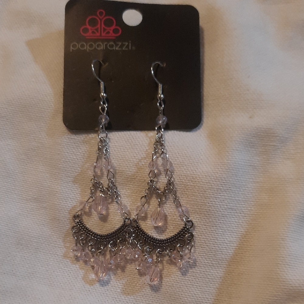 Paparazzi Silver and Light Pink Dangle Earrings